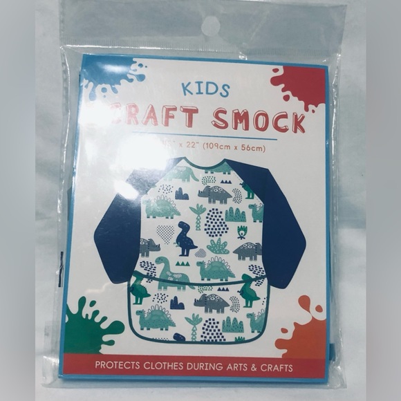 best brands Other - Kids Craft smock Dinosaurs graphics adjustable tie band blue.43” X 22”